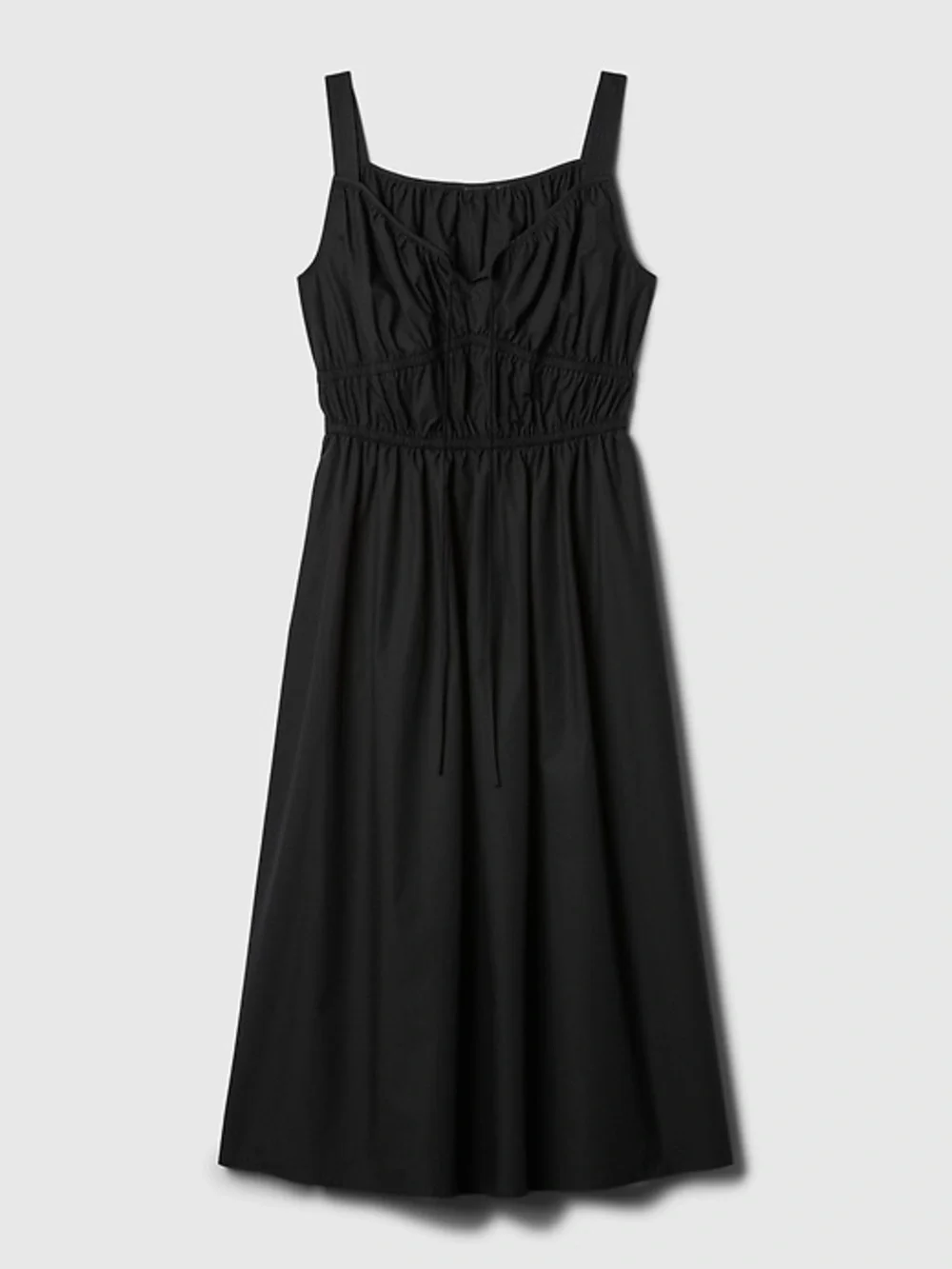 NWT! GAP Black Poplin Smocked Midi Dress - Large 🪂 - Picture 4 of 5